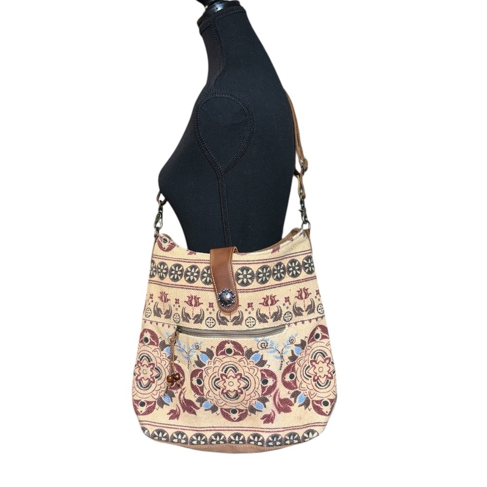 Myra Bag Stenciled Floral Shoulder Bag Boho Southwestern